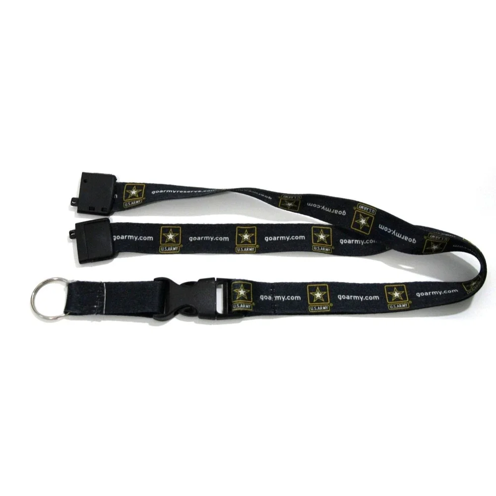 Go Army Reserve Black Lanyard Key Ring Military ID Badge Holder Neck Strap Nylon